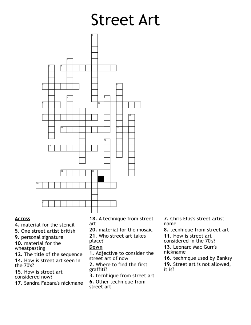 Street Art Crossword WordMint
