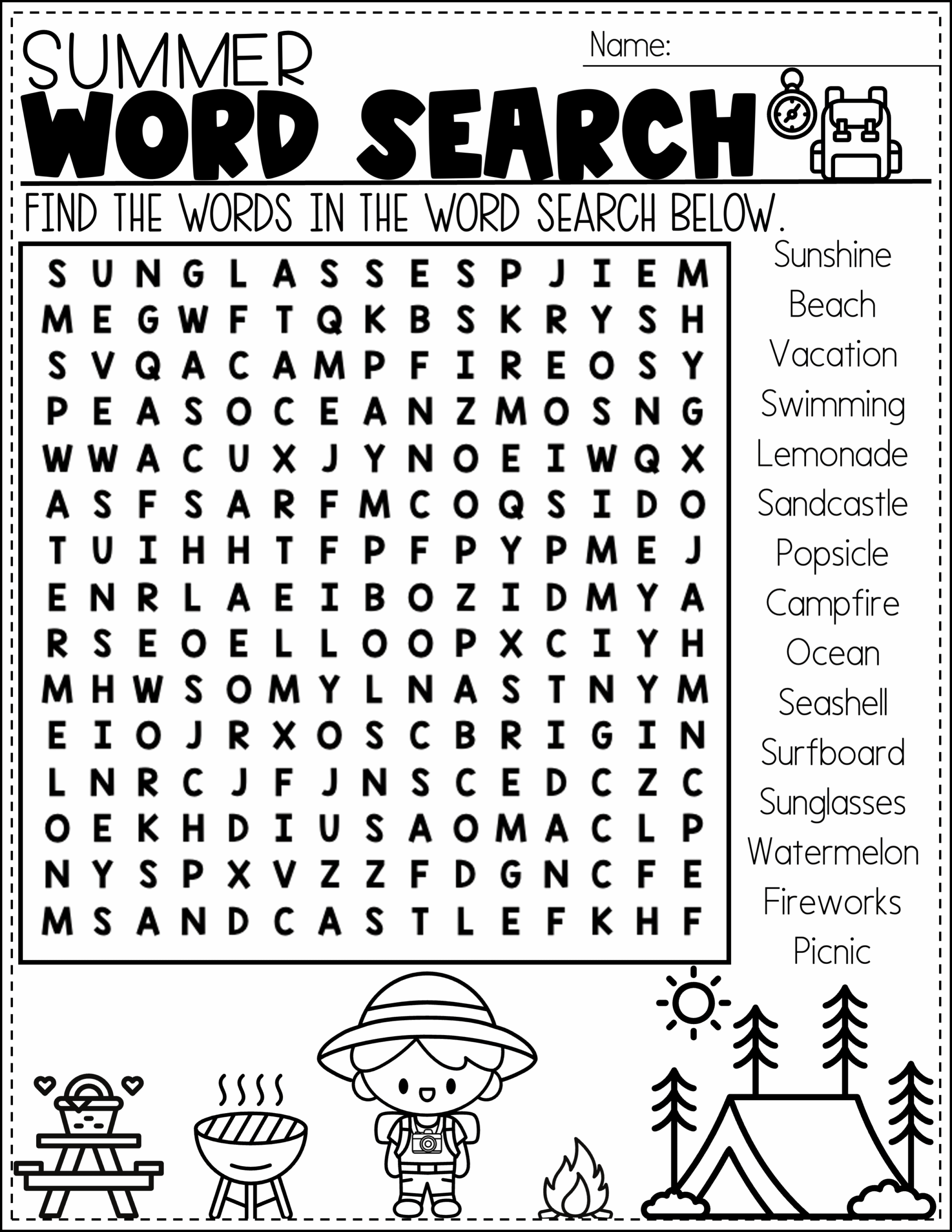 Summer Activity Fun Pack Word Search Crossword Scrambled Word Maze Teaching Ideas Made Easy
