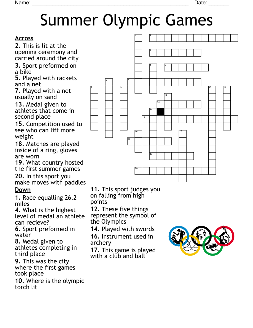 Summer Olympic Games Crossword WordMint