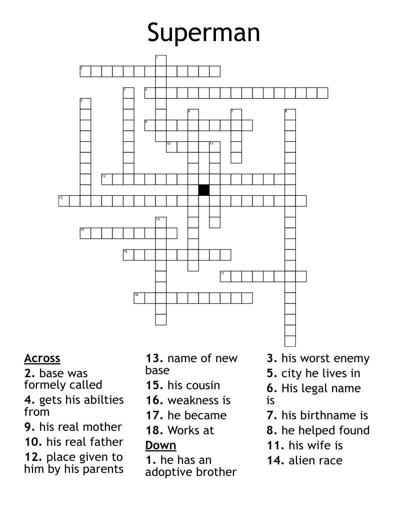Superman Crossword WordMint
