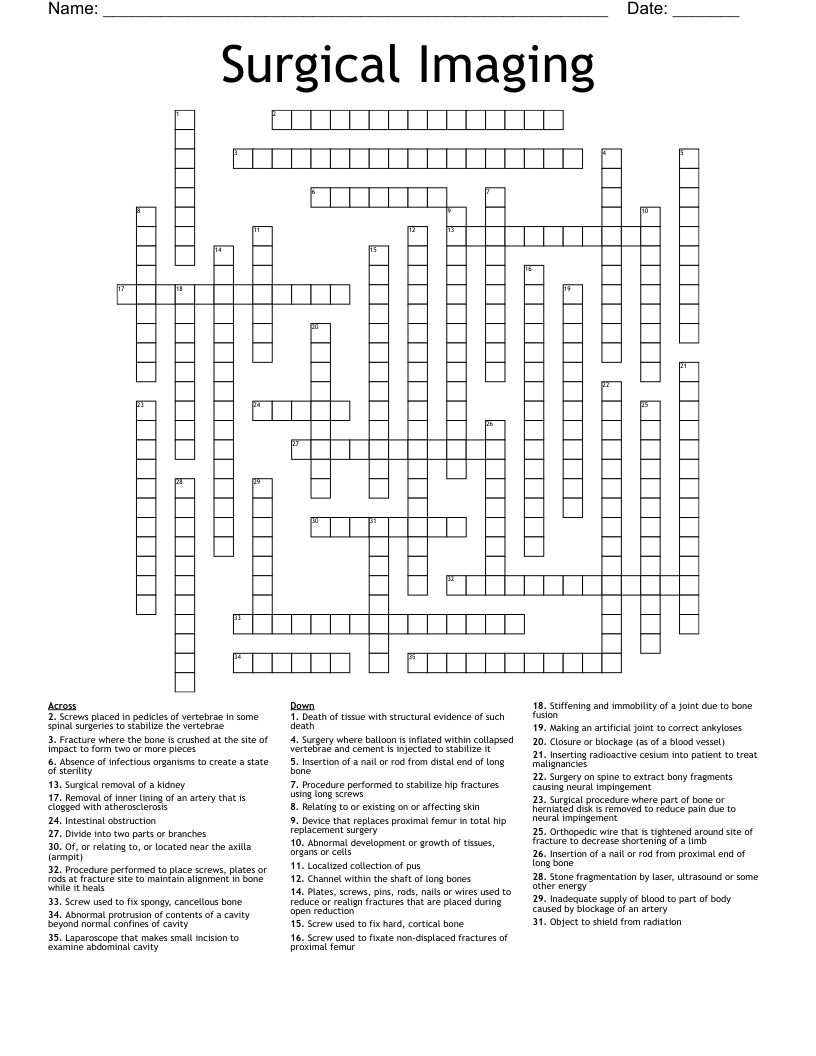 Surgical Imaging Crossword WordMint