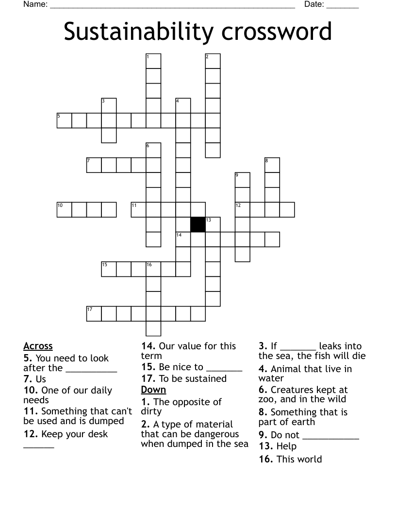Sustainability Crossword WordMint