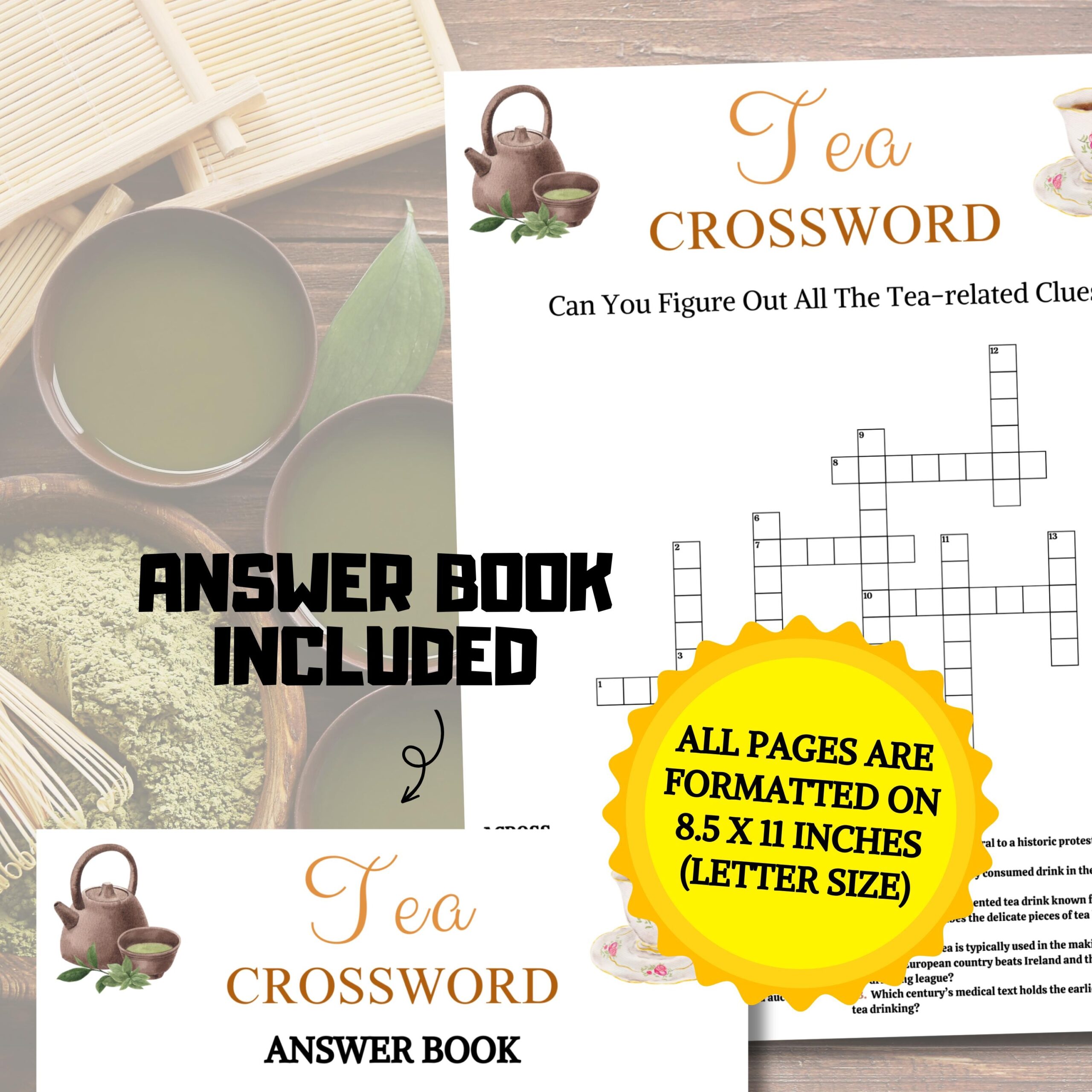 Tea Crossword Game Minimalist Tea Party Word Find Game Printable Crossword Puzzle Tea Time Word Game Instant Download PDF Etsy Denmark
