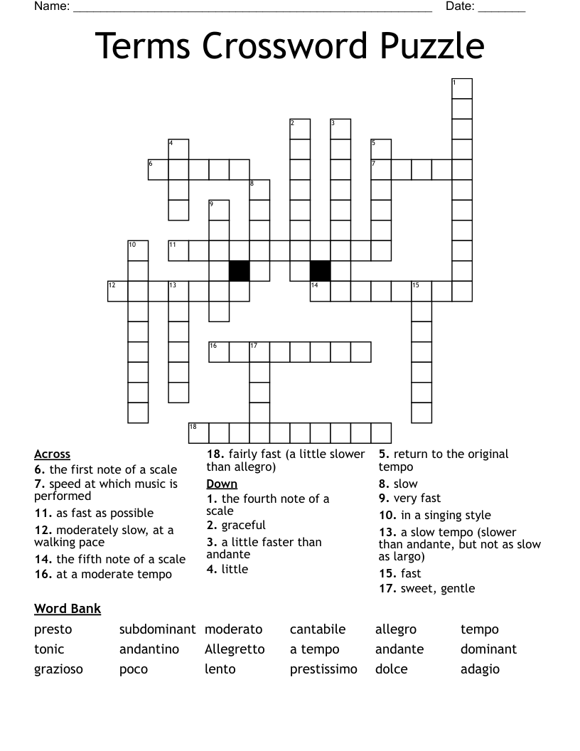 Terms Crossword Puzzle WordMint