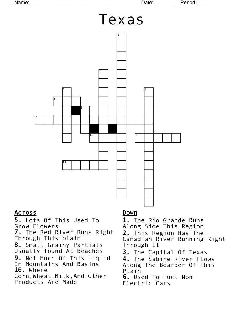 Texas Crossword WordMint