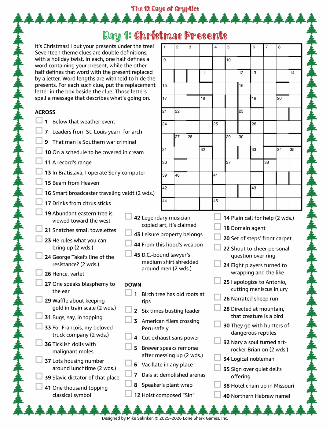 The 12 Days Of Cryptics Digital Edition Lone Shark Games