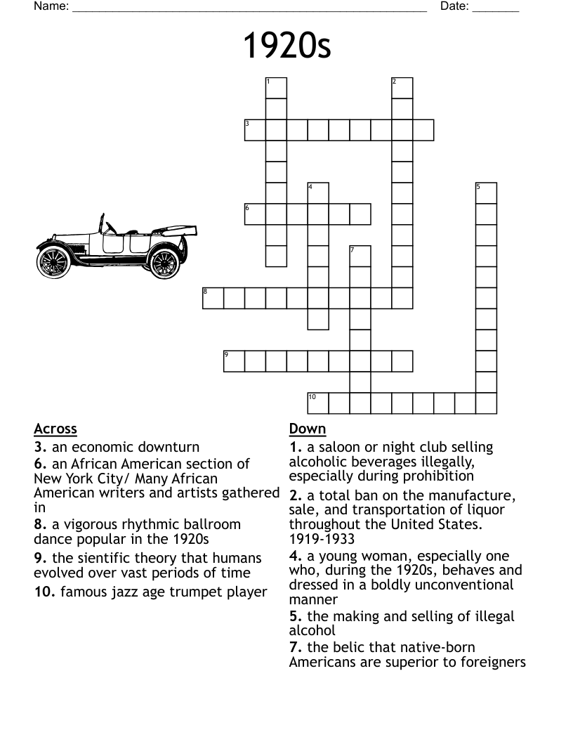 The 1920s Crossword WordMint