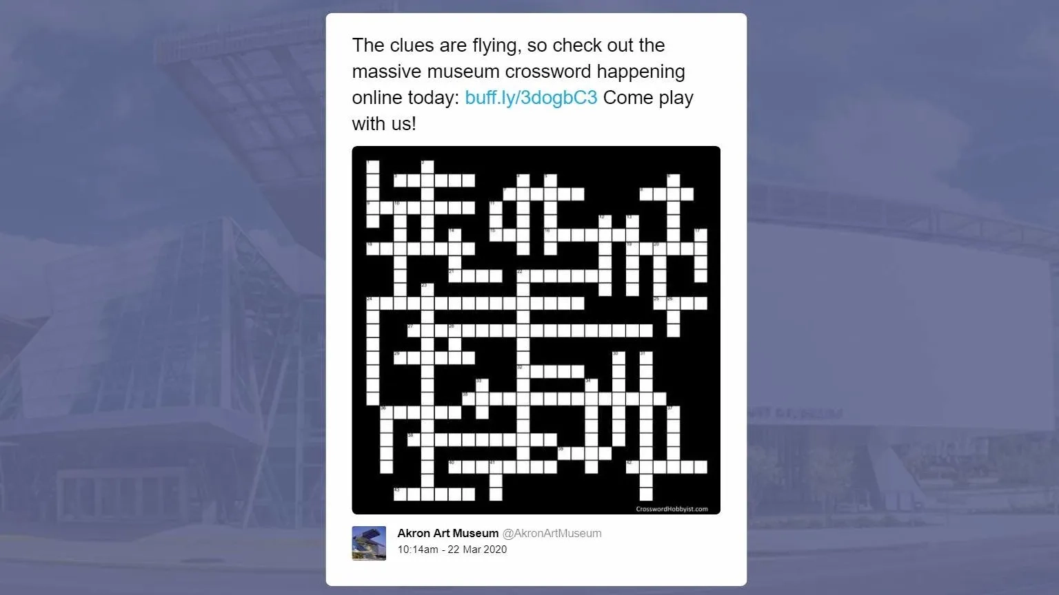The Akron Art Museum s MuseumFromHome Strategy Collaborative Crosswords American Alliance Of Museums
