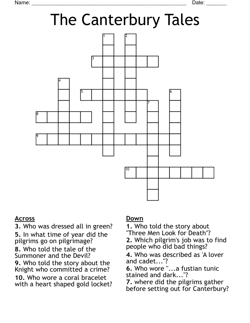The Canterbury Tales Crossword WordMint
