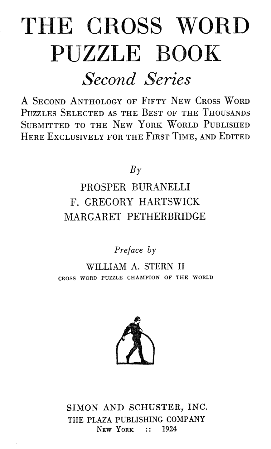 The Cross Word Puzzle Book Second Series The Cross Word Puzzle Book Second Series