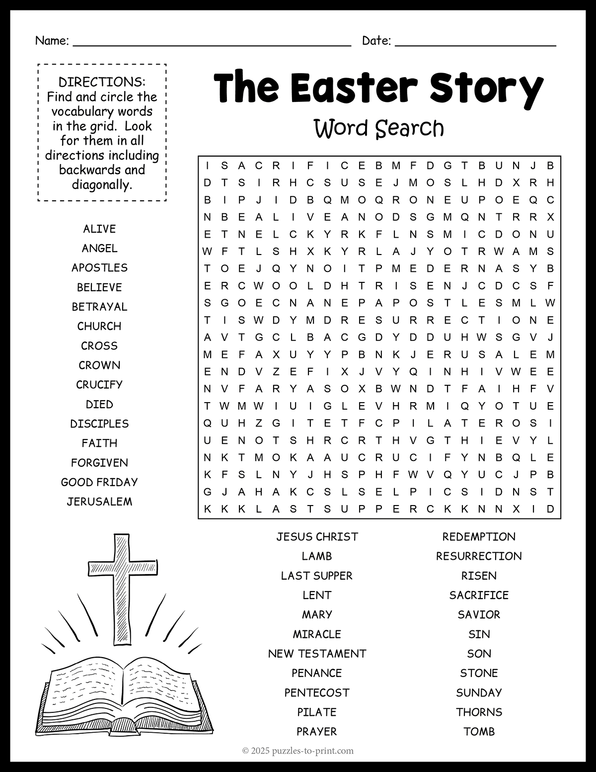 The Easter Story Word Search