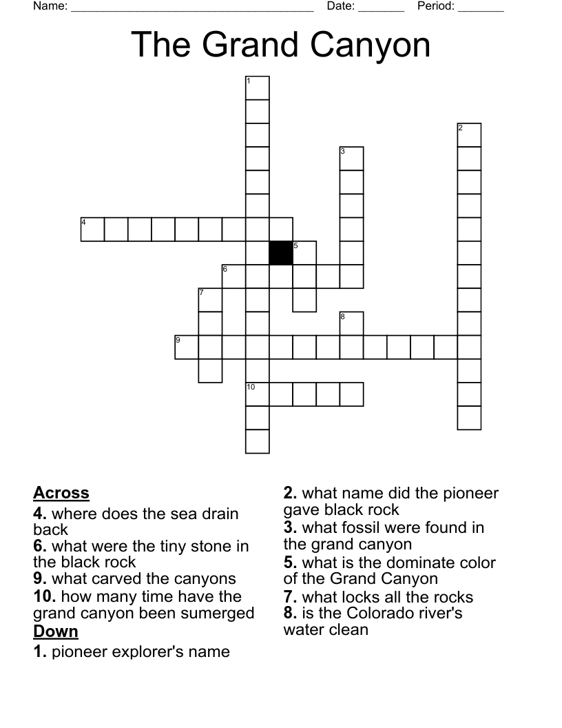 The Grand Canyon Crossword WordMint