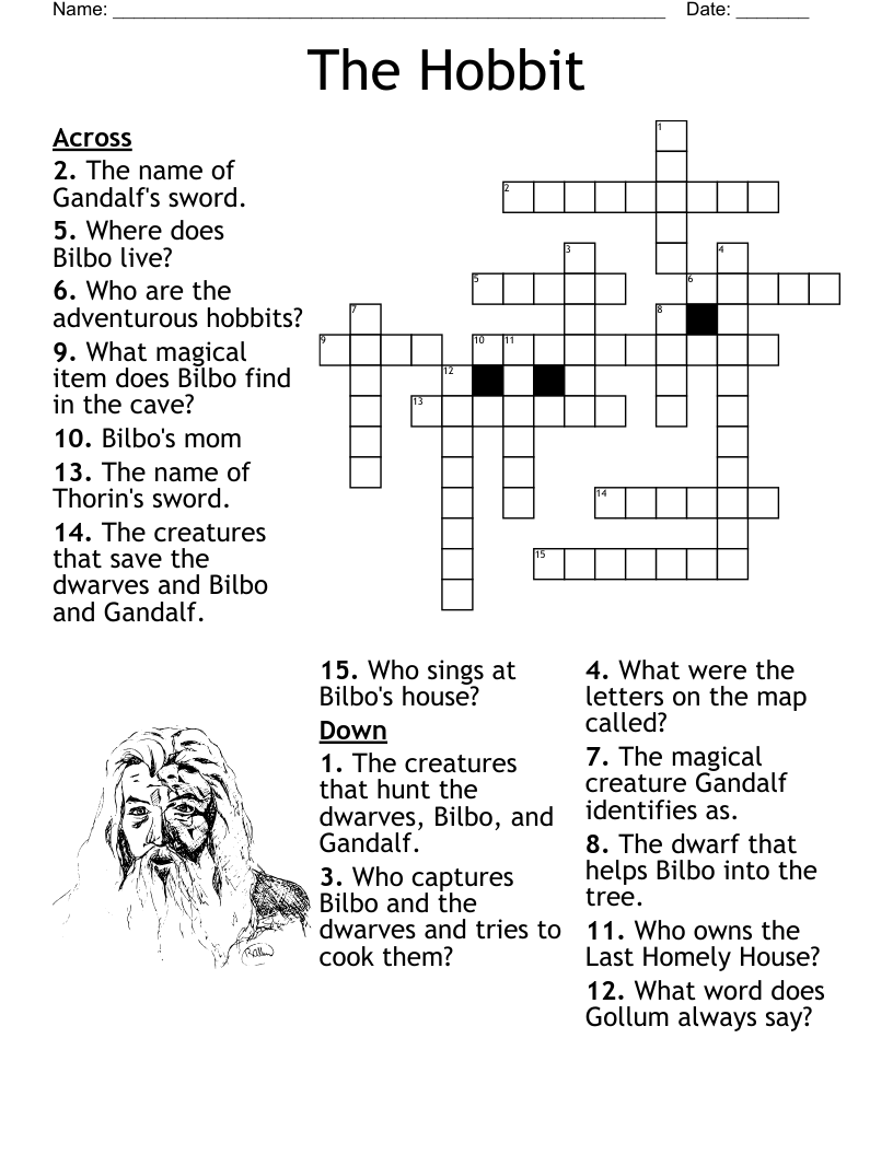 The Hobbit Series Crossword Puzzle WordMint