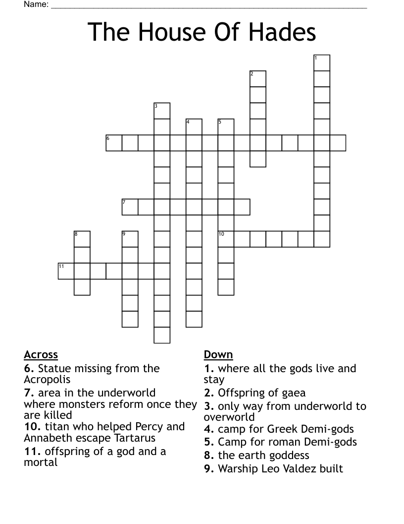 The House Of Hades Crossword WordMint