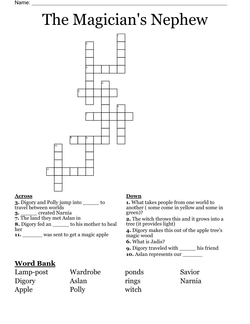 The Magician s Nephew Crossword WordMint