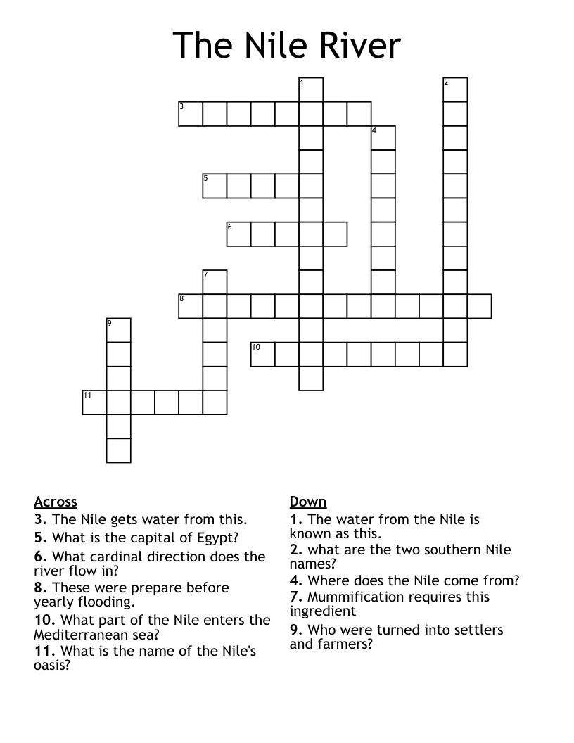 The Nile River Crossword WordMint