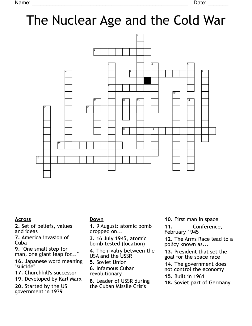 The Nuclear Age And The Cold War Crossword WordMint