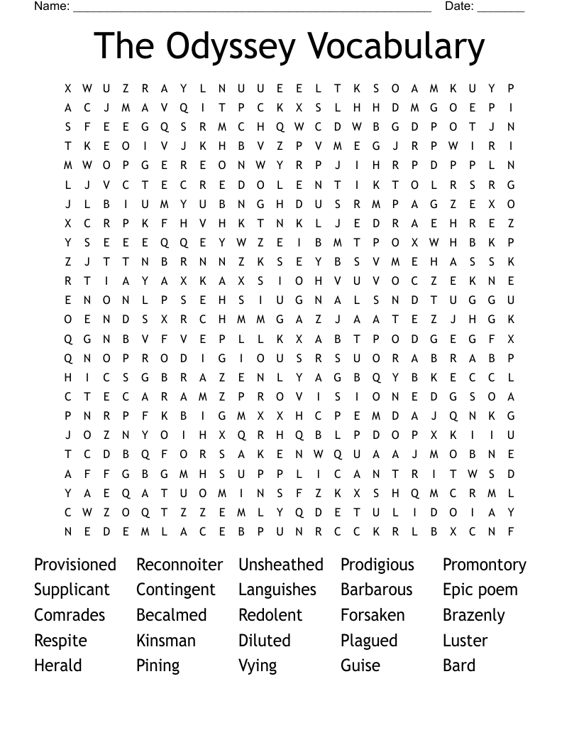 The Odyssey Vocabulary Word Search WordMint