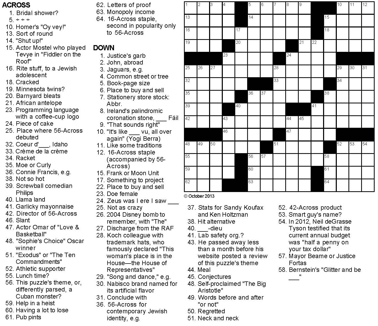 The Old Song And Dance Crossword Puzzle