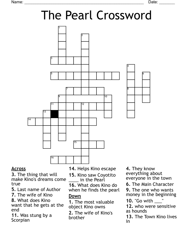 The Pearl Crossword Puzzle WordMint