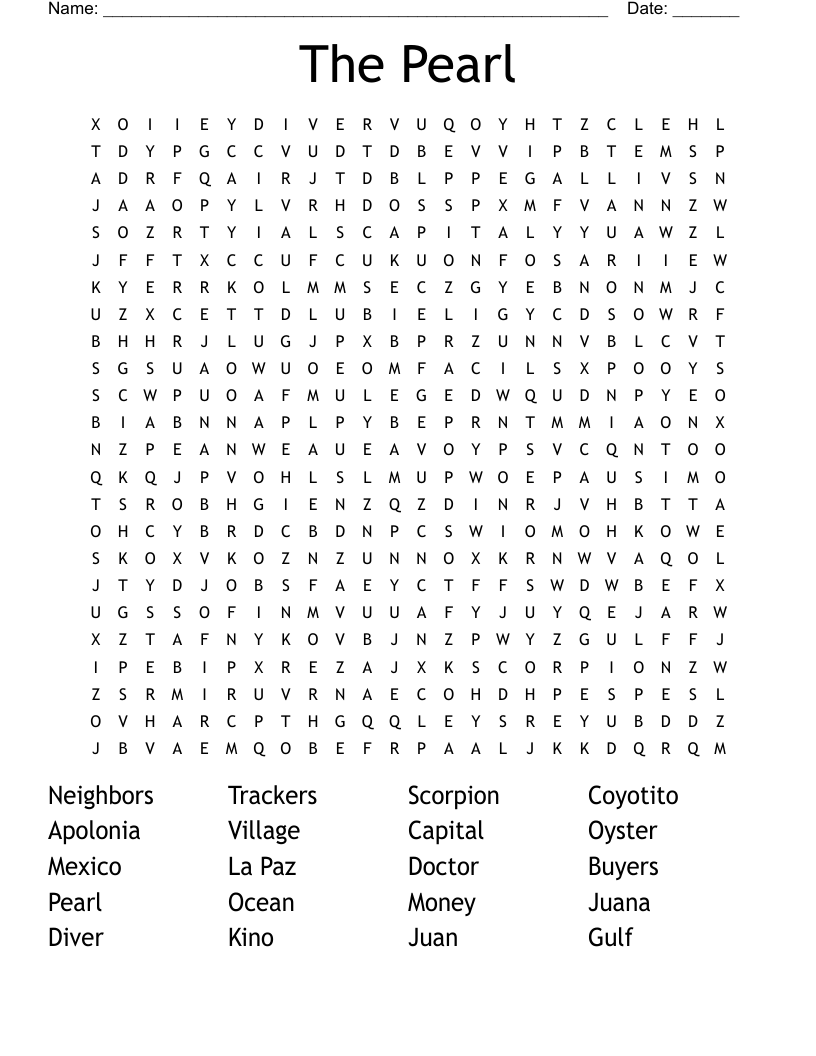 The Pearl Crossword Puzzle WordMint