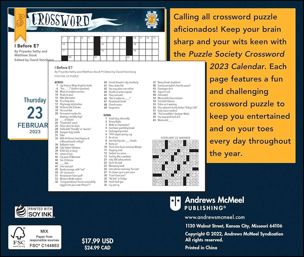 The Puzzle Society Crossword 2023 Day to Day Calendar Puzzle Your Way Through Each Day The Puzzle Society Amazon sg Books