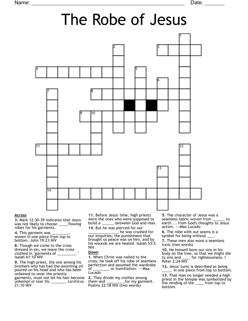 The Robe Of Jesus Crossword WordMint