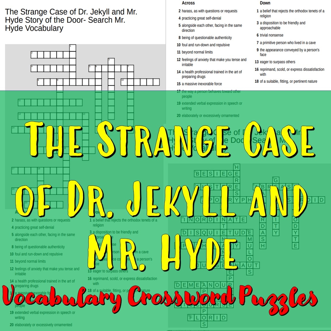 The Strange Case Of Dr Jekyll And Mr Hyde Vocabulary Crosswords Classful