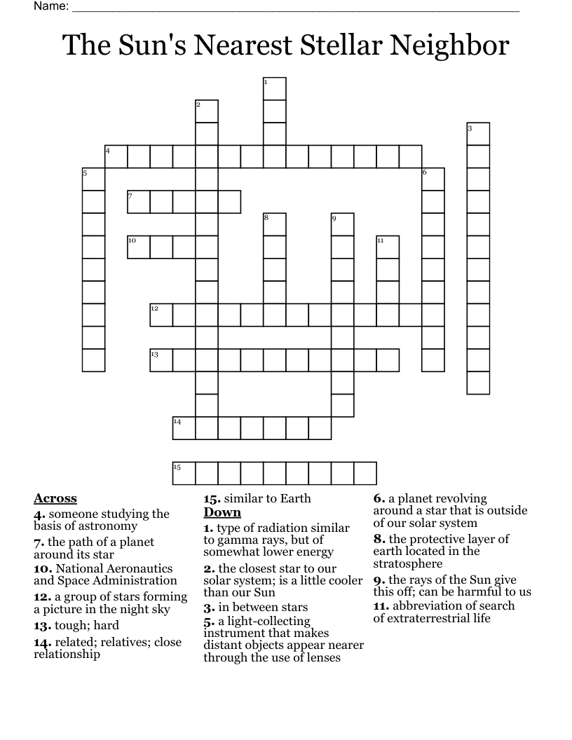 The Sun s Nearest Stellar Neighbor Crossword WordMint