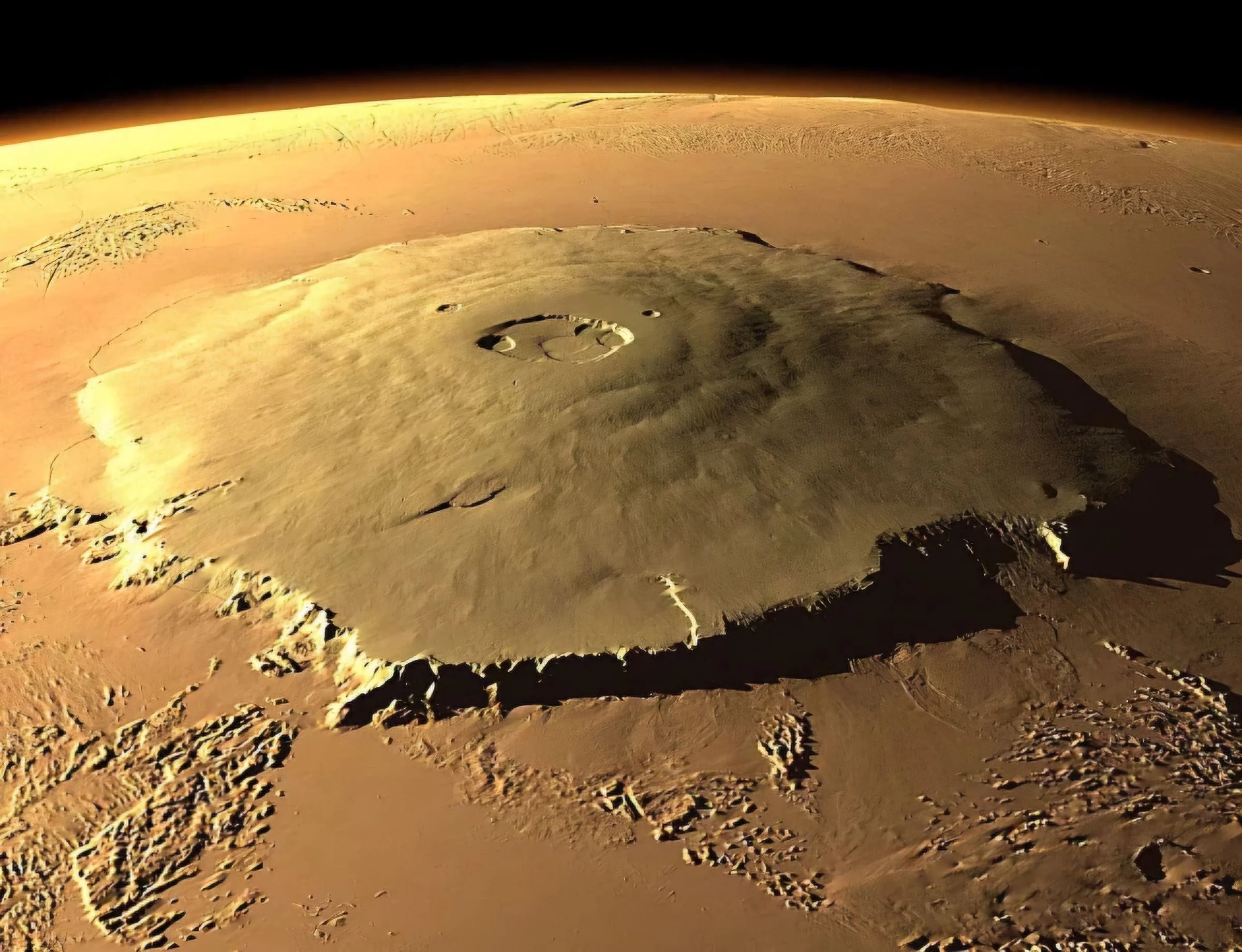 The Tallest Mountain In The Solar System Olympus Mons On Mars It Has A Height Of 21 9 Km Mount Everest Is only 8 8 Km Tall R interestingasfuck