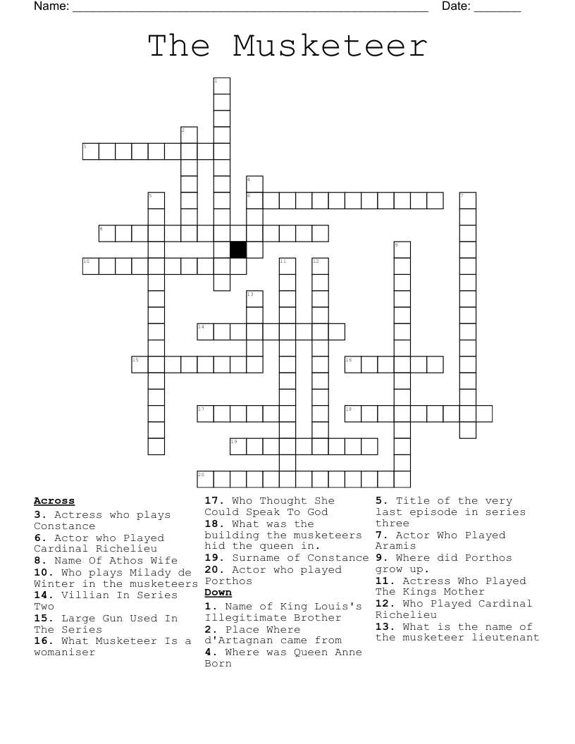 The Three Musketeers Crossword WordMint