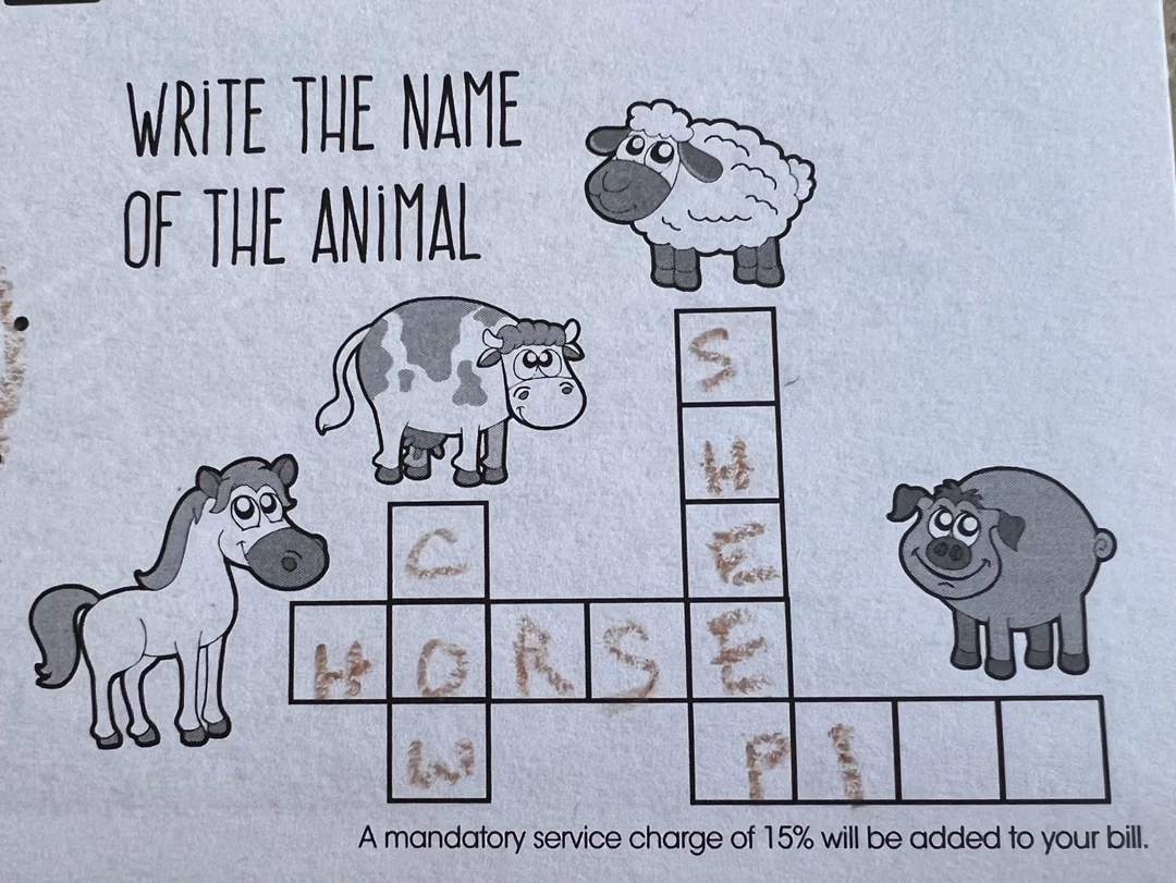 This Kids Crossword At A Restaurant R mildlyinfuriating
