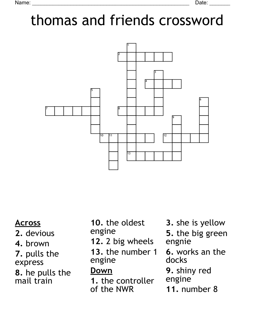 Thomas And Friends Crossword WordMint