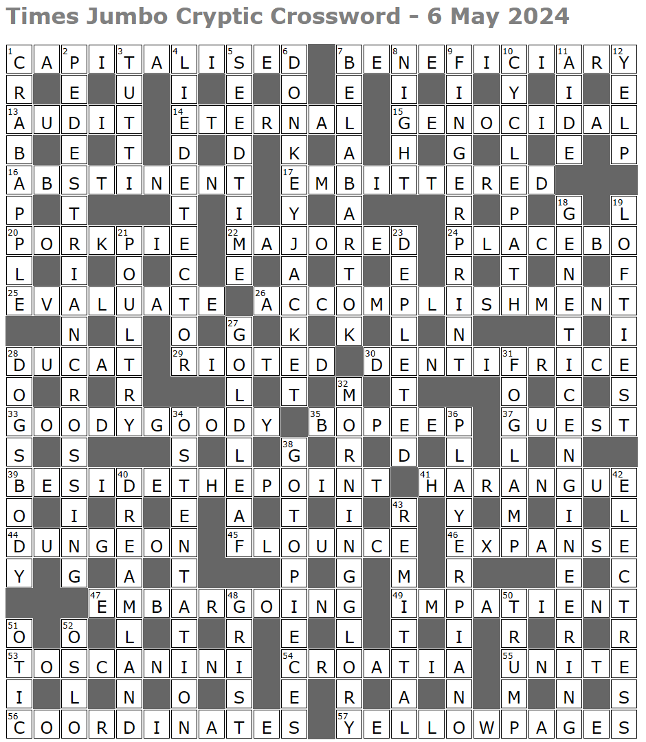 Times Jumbo Crossword Page 4 Lucian Poll s Web Ramblings