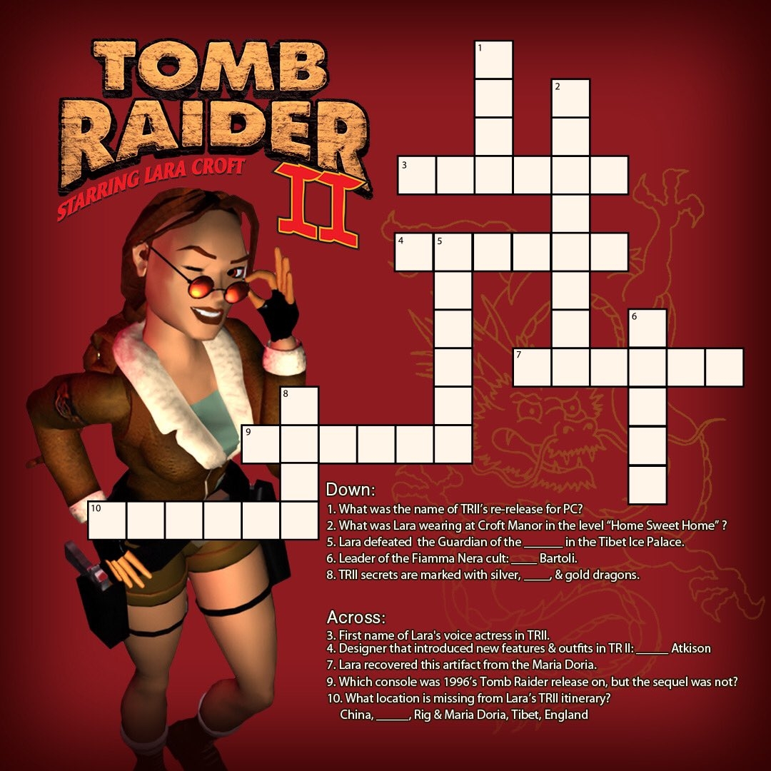 Tomb Raider 25 Crossword Puzzles