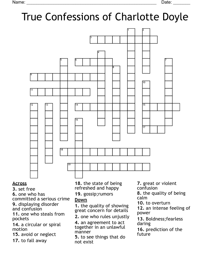 True Confessions Of Charlotte Doyle Crossword WordMint