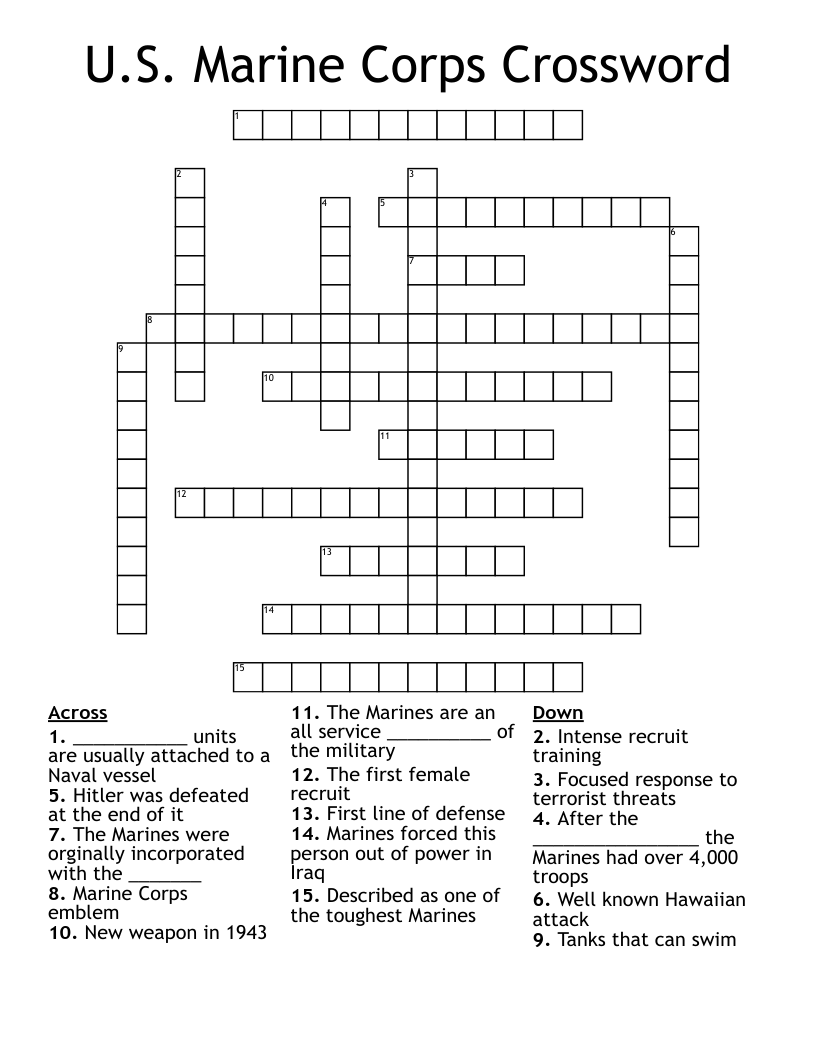 U S Marine Corps Crossword WordMint