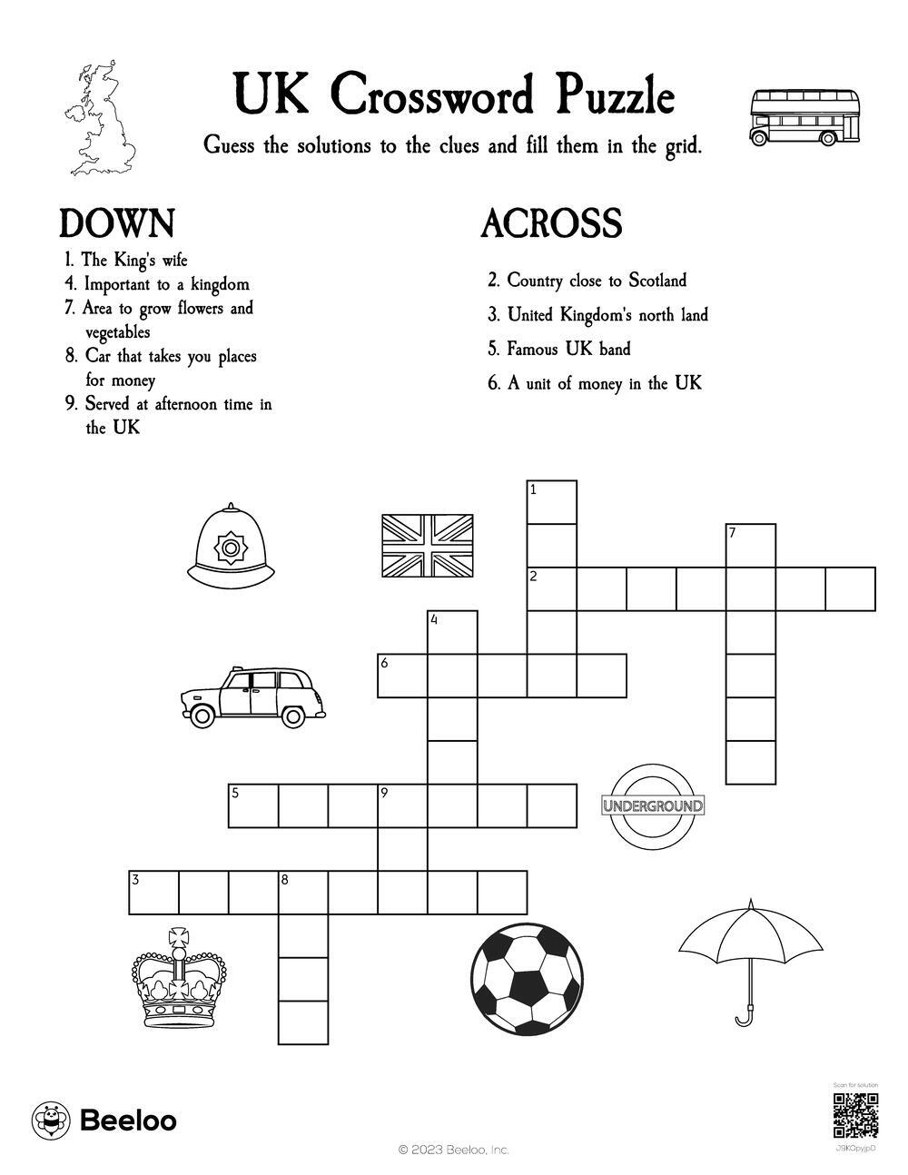 UK Crossword Puzzle Beeloo Printable Crafts And Activities For Kids