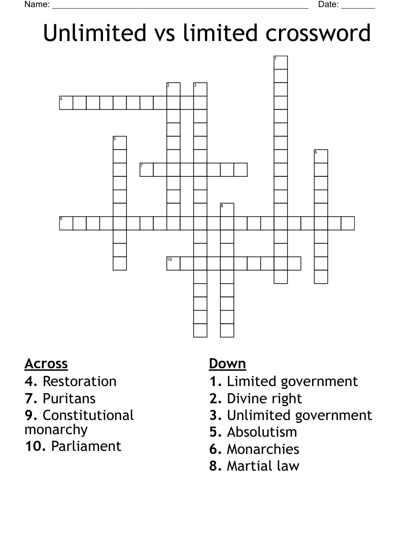 Unlimited Vs Limited Crossword WordMint