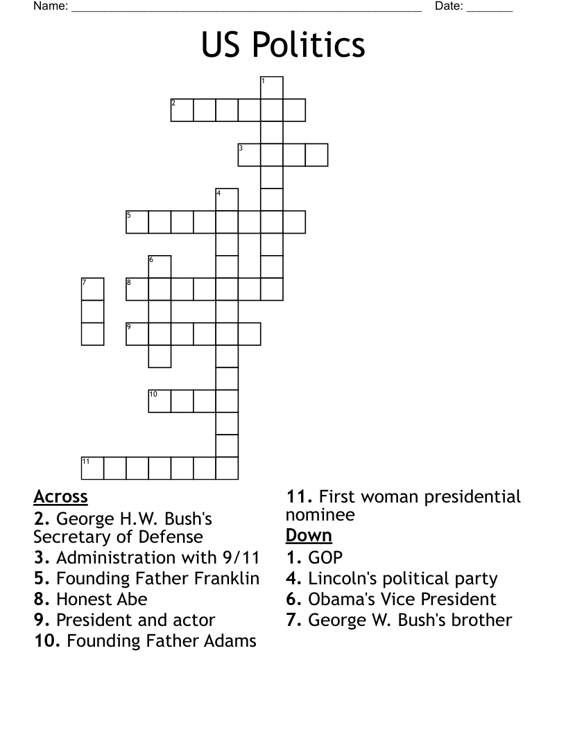 US Politics Crossword WordMint