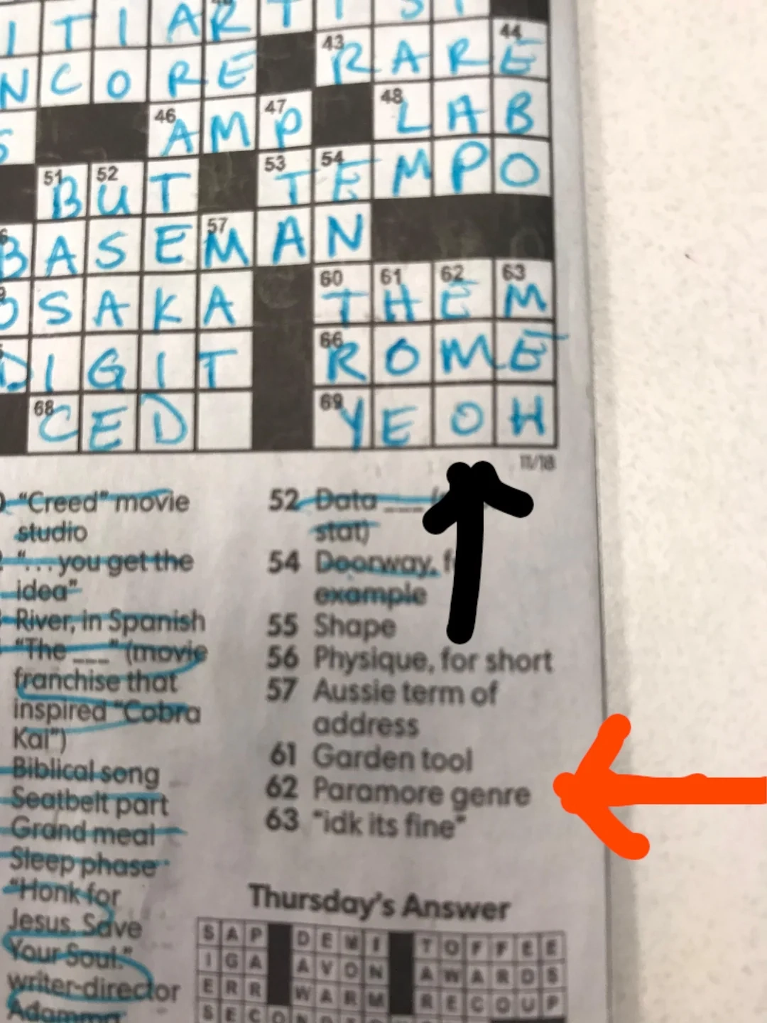 USA Today Crossword Clue From Friday R Paramore
