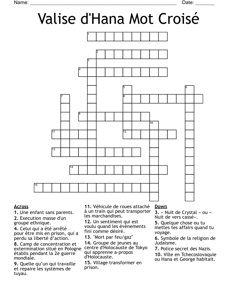Valise D Hana Mot Crois Crossword WordMint