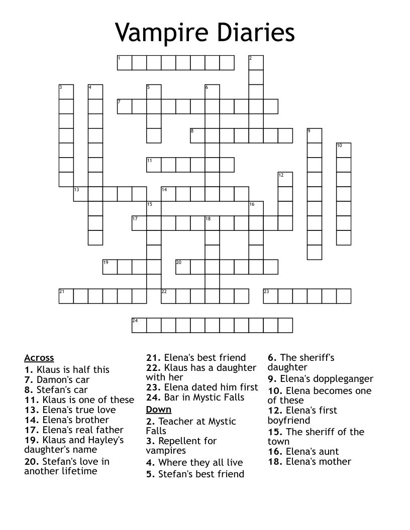 Vampire Diaries Crossword WordMint