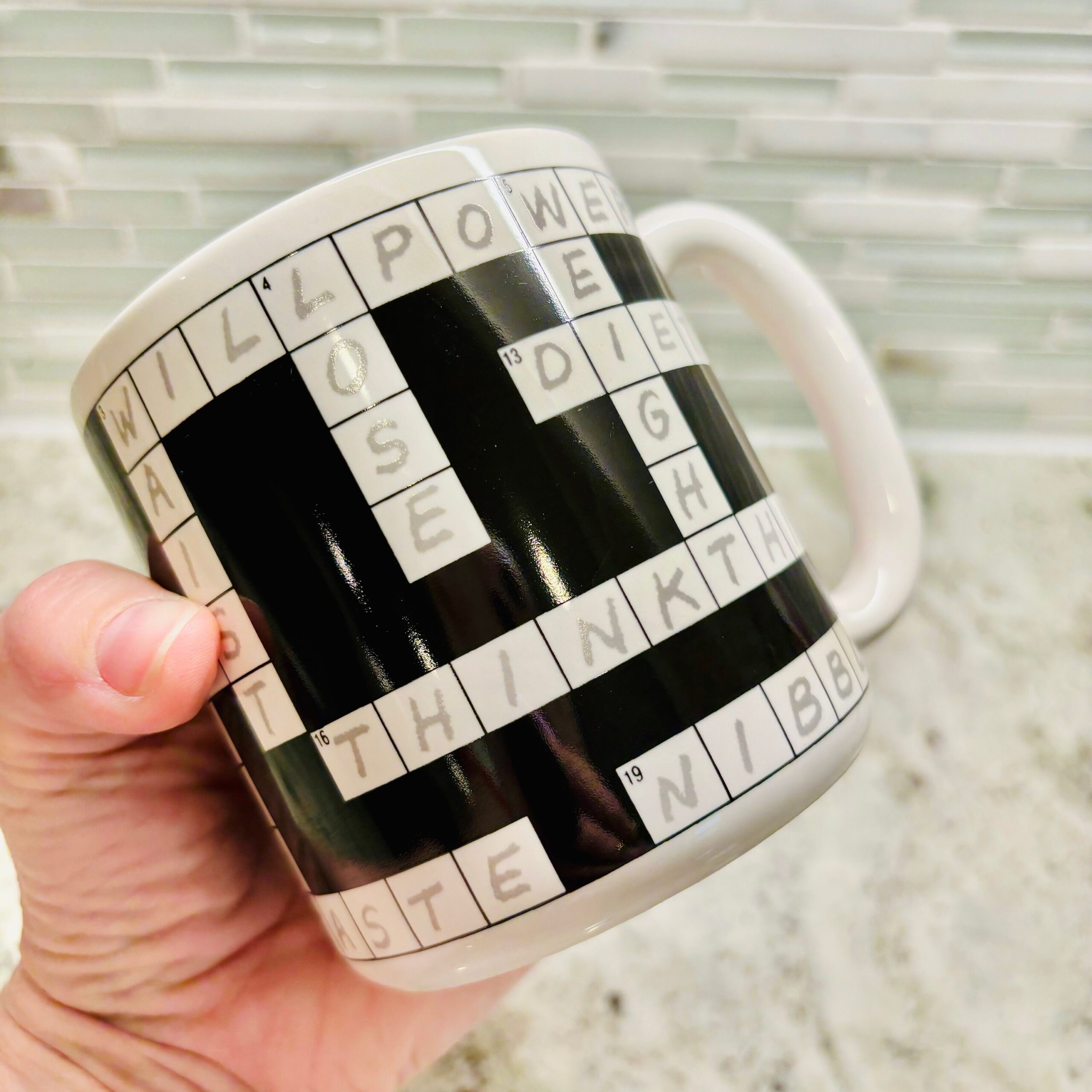 Vintage Crossword Puzzle Mug 1980s Diet Culture Collectible Etsy