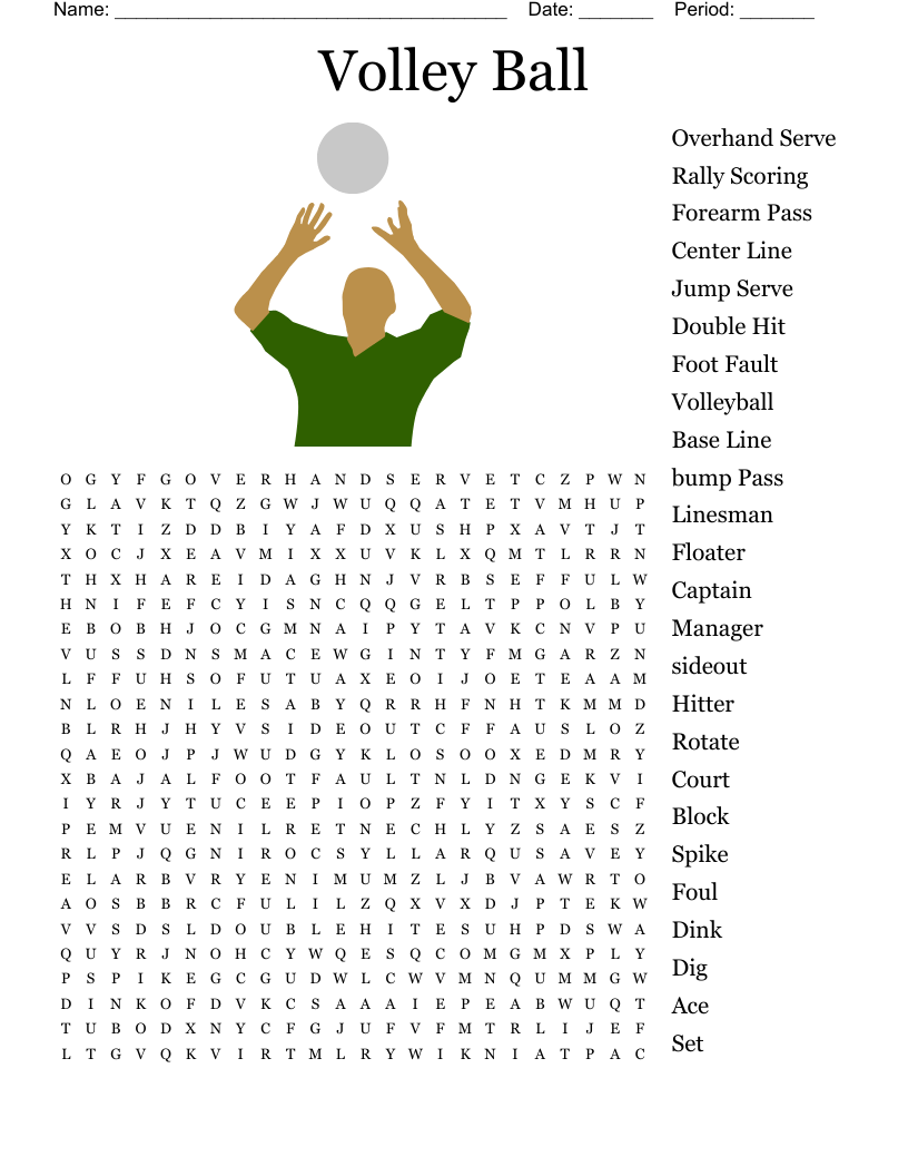 Volley Ball Word Search WordMint