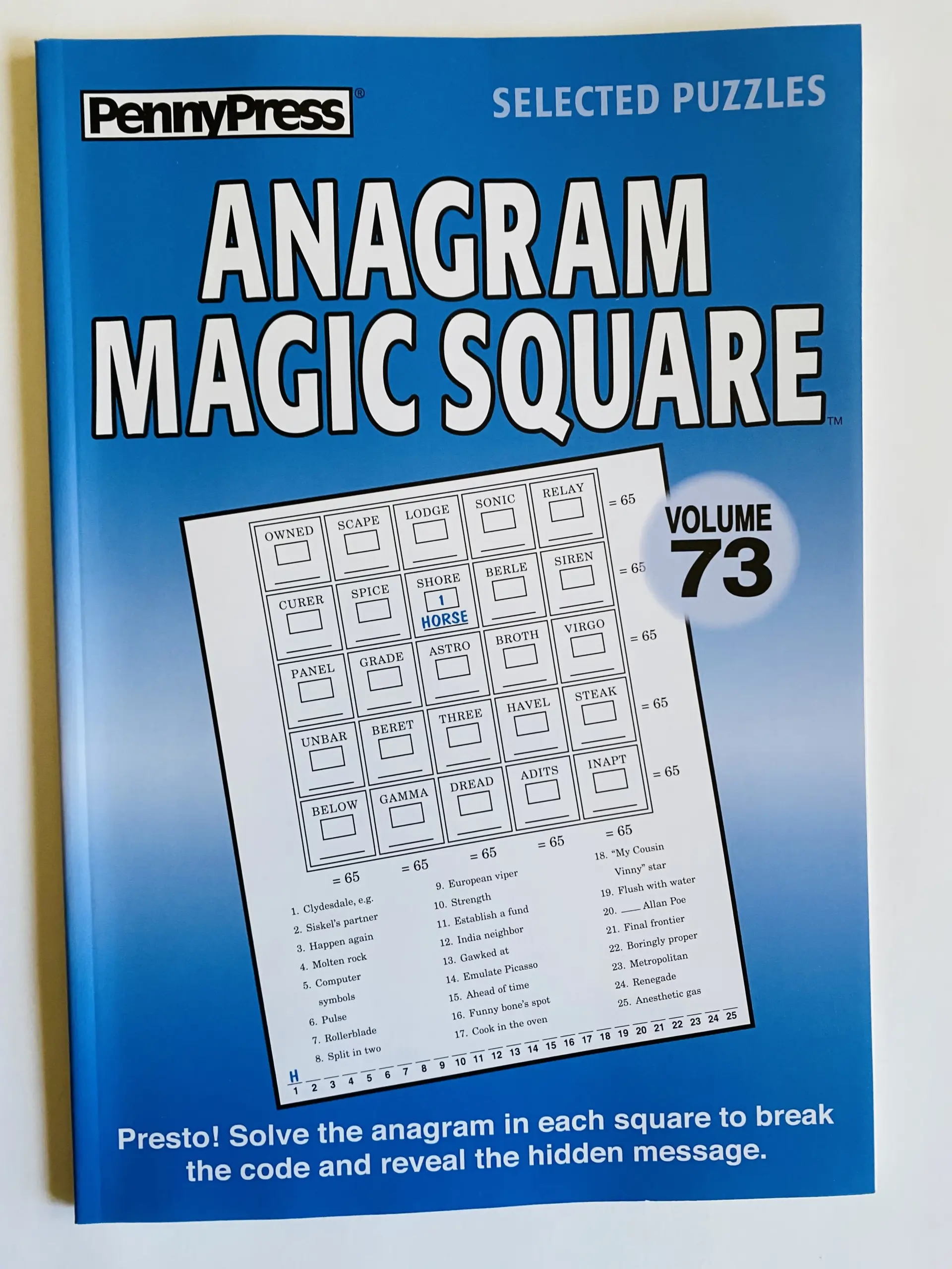 Volume 73 Of The Anagram Magic Squares From The Penny Press Selected Puzzles Series Walmart