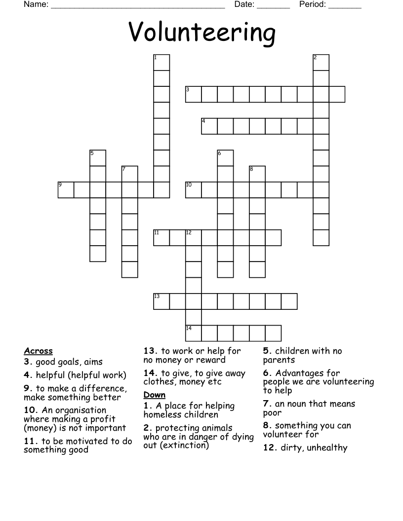Volunteering Crossword WordMint