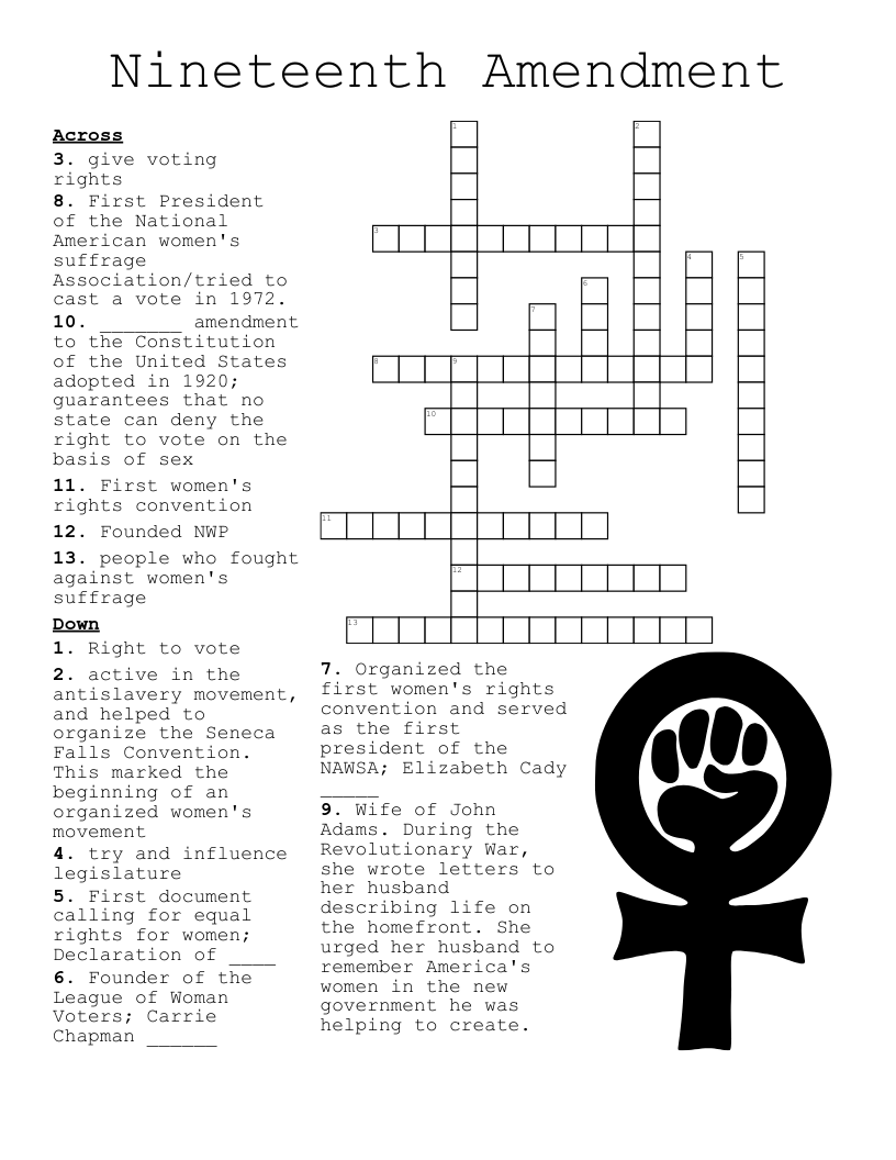 Voting Rights Crossword WordMint