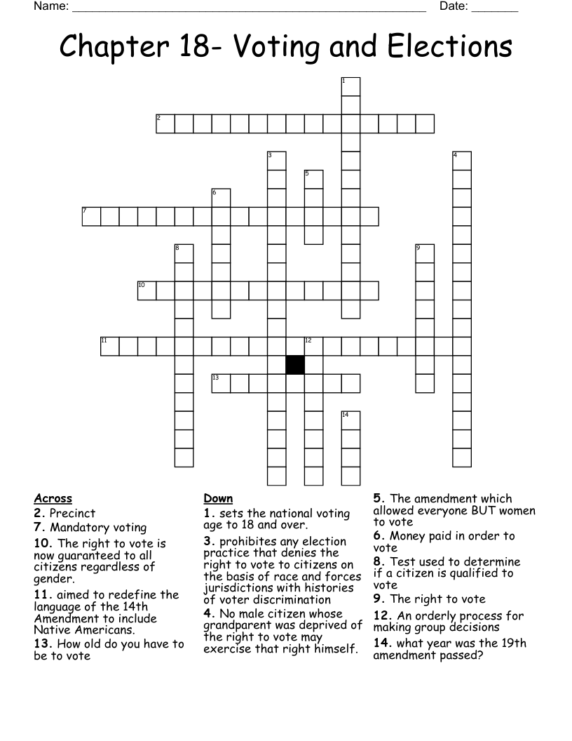 Voting Rights Crossword WordMint