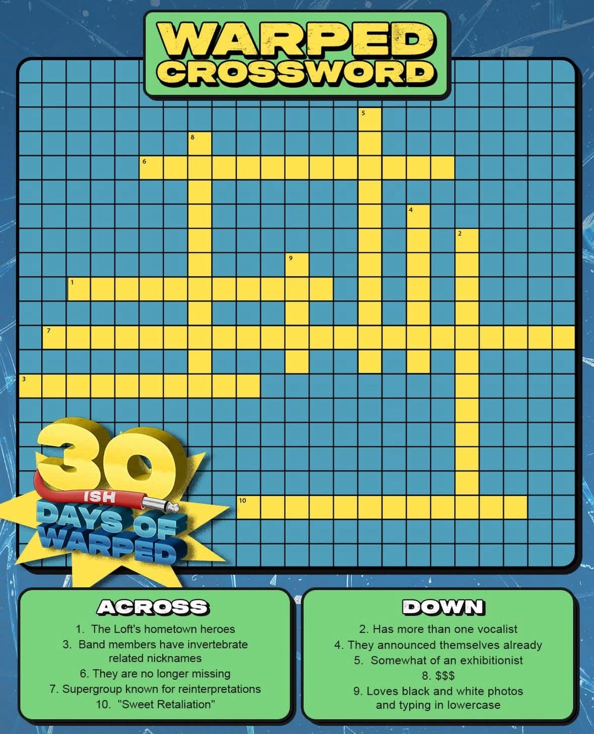 Warped Crossword February 8 R warpedtour